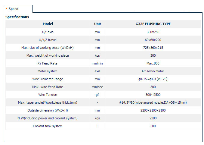 CNC Wire Cut EDM - G Series - G32F FLUSHING TYPE 