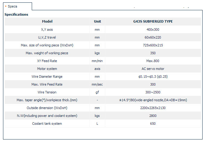 CNC Wire Cut EDM - G-Series - G43F FLUSHING TYPE 