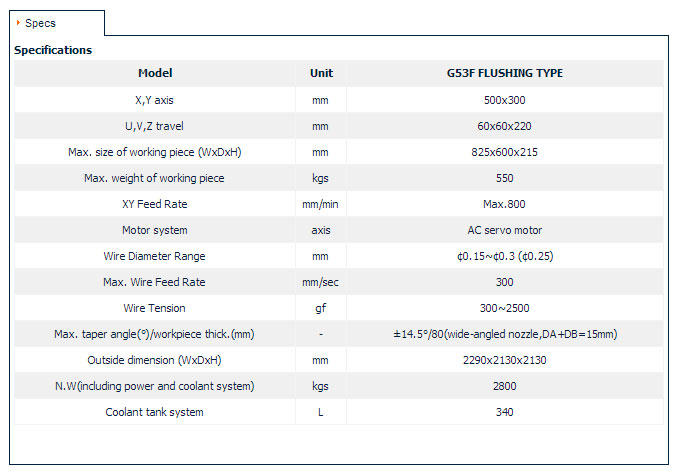 CNC Wire Cut EDM - G-Series - G53F FLUSHING TYPE 